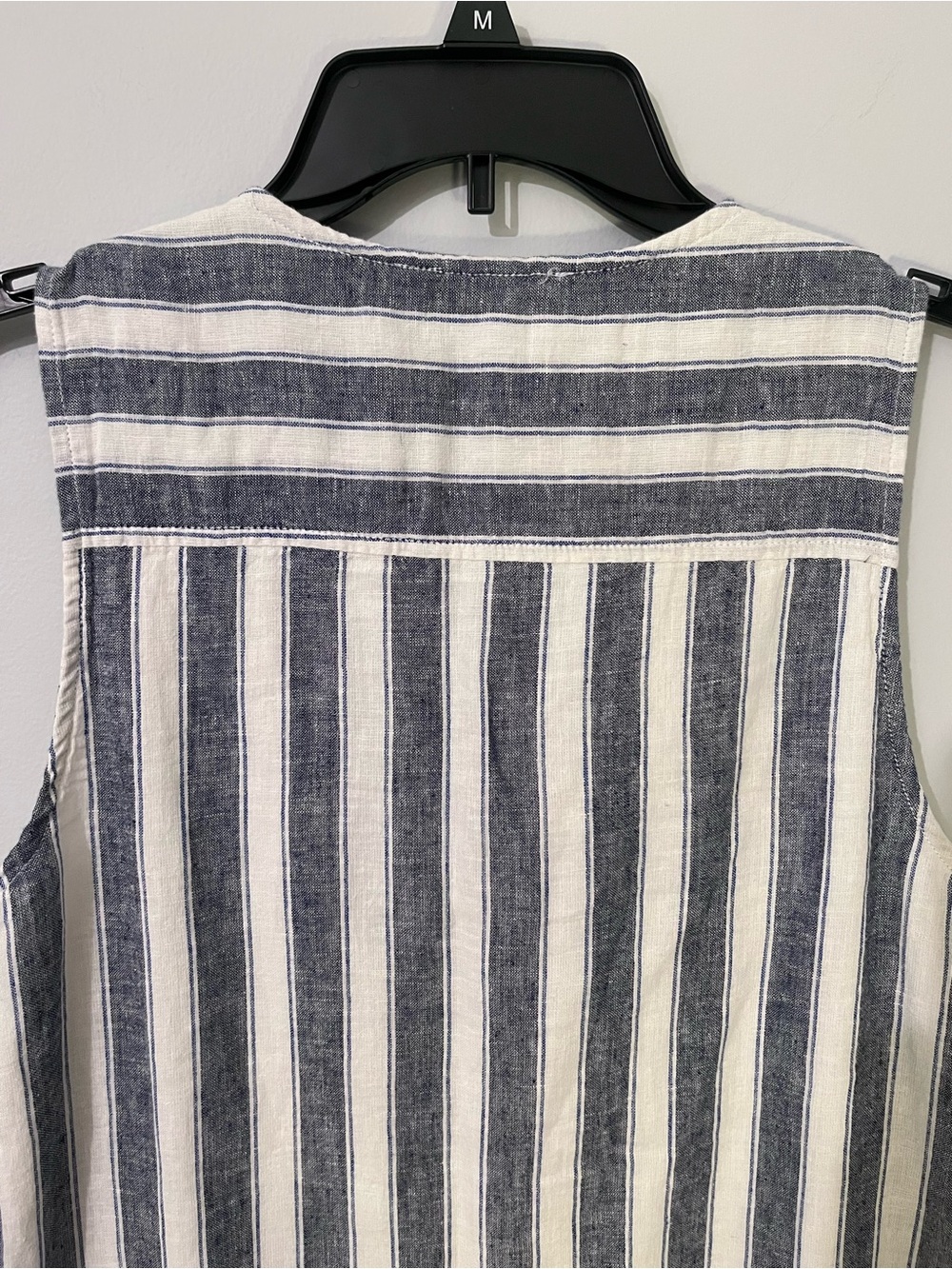 beachlunchlounge Sleeveless Navy and White Striped Cotton Linen Dress Sz S - Picture 5 of 9